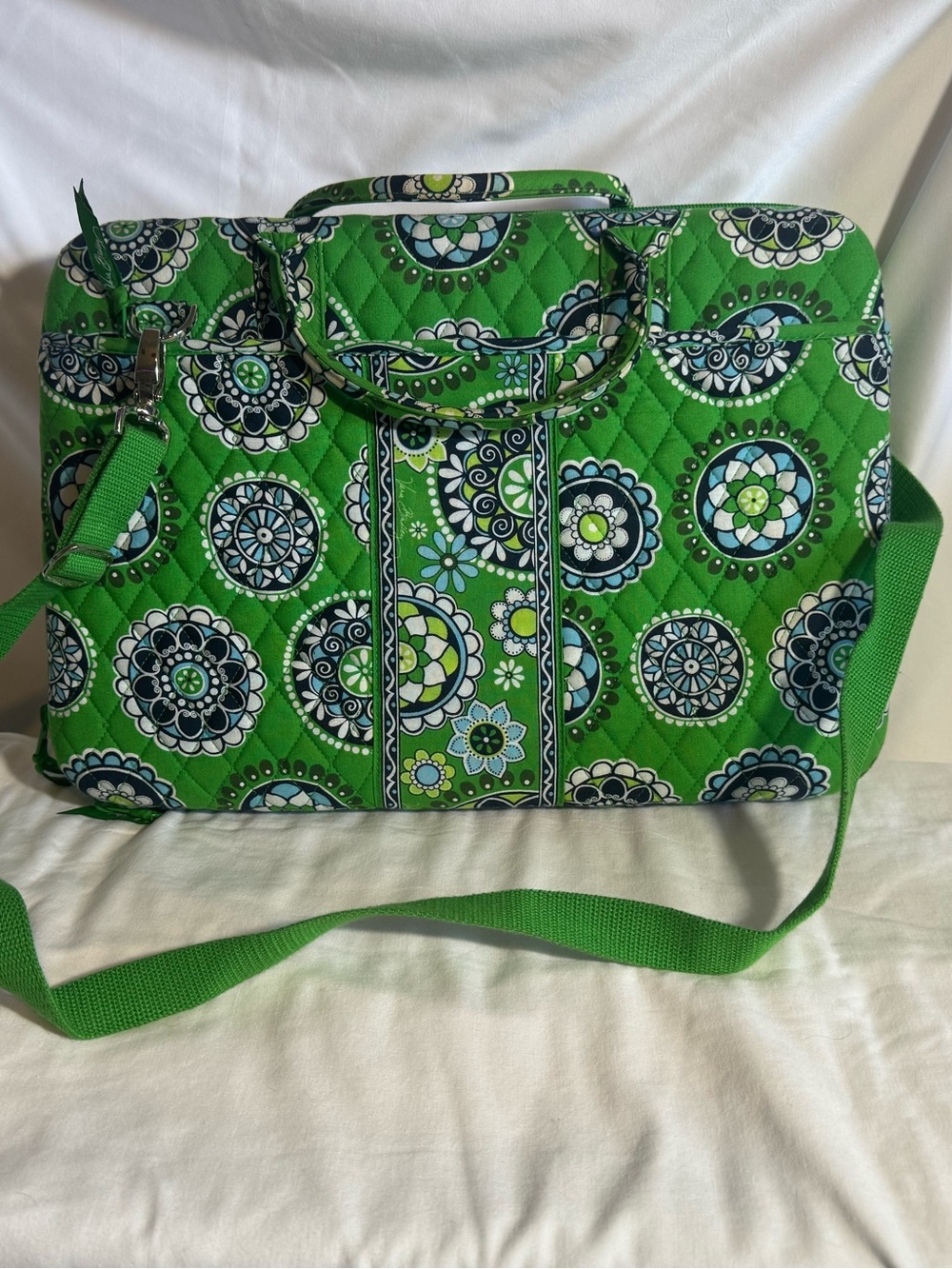 Vera Bradley Laptop Bag Cupcake Green Retired Cottagecore Polka Dots Mandela - Picture 2 of 16